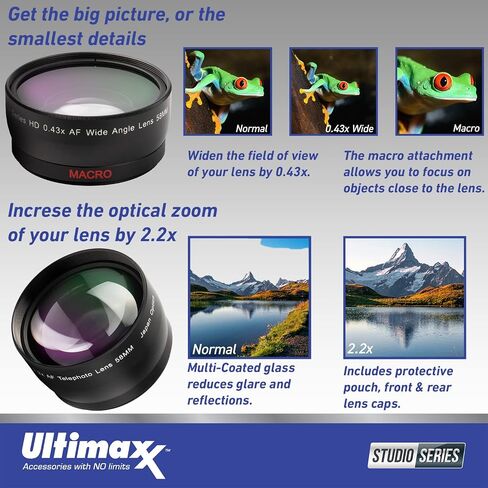 Ultimaxx Advanced Accessory Bundle + Panasonic Lumix G Vario 14-140mm f/3.5-5.6 II ASPH. Power O.I.S. Lens + 0.43x Wide-Angle Lens Attachment, 4PC Macro Close-Up Filter Kit & Much More (24pc Bundle) in Saudi Arabia