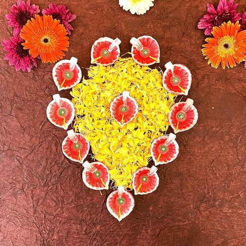 KSJONE Clay Diyas Diyas Deepak Earthen Assorted Colorful Set - Diwali Decoration Puja - Handpainted Diya for Home Indoor Outdoor Diwali Design Mix Color with Cotton Wicks (12 Pcs Diya (Design 2)) in Saudi Arabia