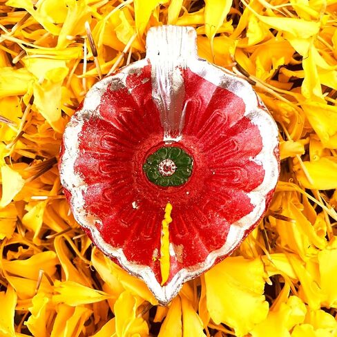 KSJONE Clay Diyas Diyas Deepak Earthen Assorted Colorful Set - Diwali Decoration Puja - Handpainted Diya for Home Indoor Outdoor Diwali Design Mix Color with Cotton Wicks (12 Pcs Diya (Design 2)) in Saudi Arabia