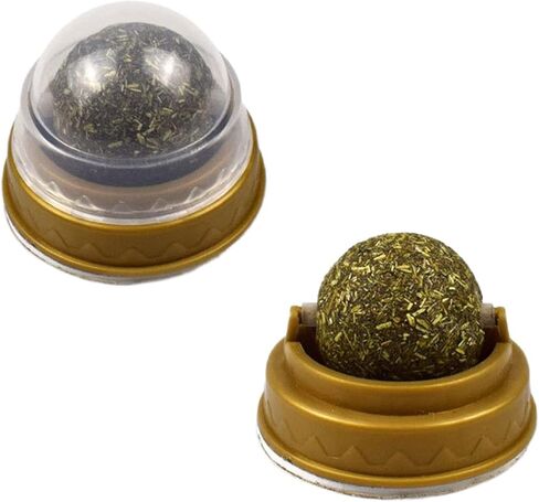 HOTTuoHong 2 حزمة النعناع البري اللعب كرات الصالحة للأكل النعناع البري اللعب الطبيعية لعق يعامل القط جدار يعامل لتخفيف القط القلق لعبة القط in Kuwait