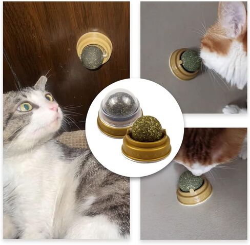 HOTTuoHong 2 حزمة النعناع البري اللعب كرات الصالحة للأكل النعناع البري اللعب الطبيعية لعق يعامل القط جدار يعامل لتخفيف القط القلق لعبة القط in Kuwait