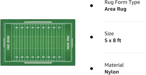 بروملو ميلز سجادة قابلة للغسل بطبعة ملعب رياضي للاماكن الداخلية والخارجية لغرفة المعيشة او غرفة اللعب، سجادة غرفة النوم، سجادة الفناء او المدخل، 5 قدم × 8 قدم، كرة القدم in Kuwait
