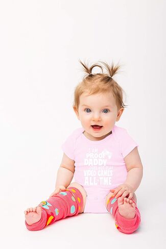 NIANWUDU I Am Proof Daddy Does Not Play Video Games All The Time - Funny Cute Infant, One-Piece Baby Bodysuit (Pink, 6 Months) in Saudi Arabia