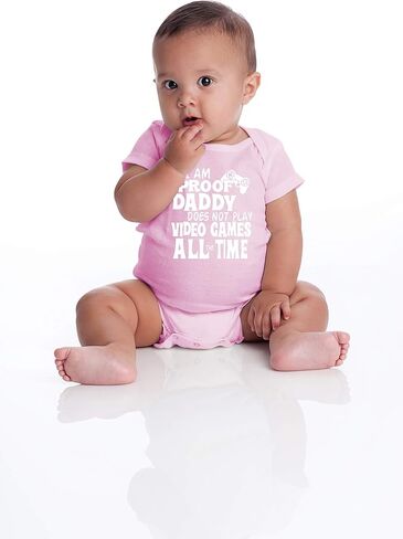 NIANWUDU I Am Proof Daddy Does Not Play Video Games All The Time - Funny Cute Infant, One-Piece Baby Bodysuit (Pink, 6 Months) in Saudi Arabia