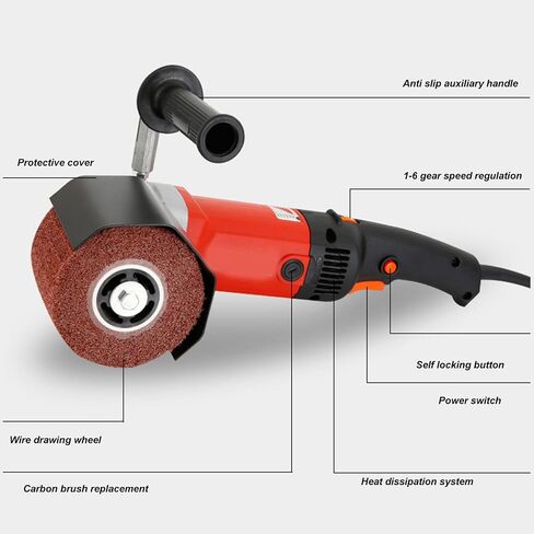 Handheld Burnishing Polishing Machine Surface Conditioning Tool, 1400W High Efficiency Dual Handle Electric Sander Polisher with 3 Polishing Wheels, 6 Gear Adjustable Grinder Machine in Saudi Arabia