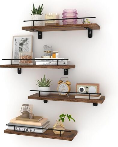 كروجلا ارفف حائط عائمة للتخزين، مجموعة من 4 قطع، رف معلق على الحائط للحمام والمطبخ وغرفة النوم وغرفة المعيشة in Kuwait