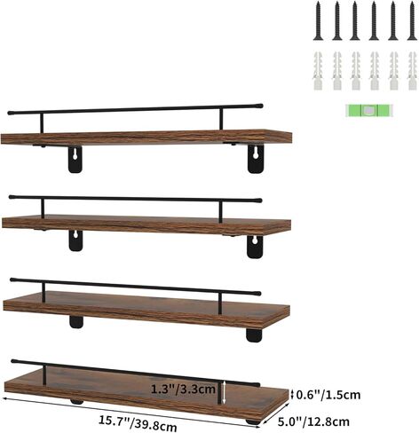كروجلا ارفف حائط عائمة للتخزين، مجموعة من 4 قطع، رف معلق على الحائط للحمام والمطبخ وغرفة النوم وغرفة المعيشة in Kuwait