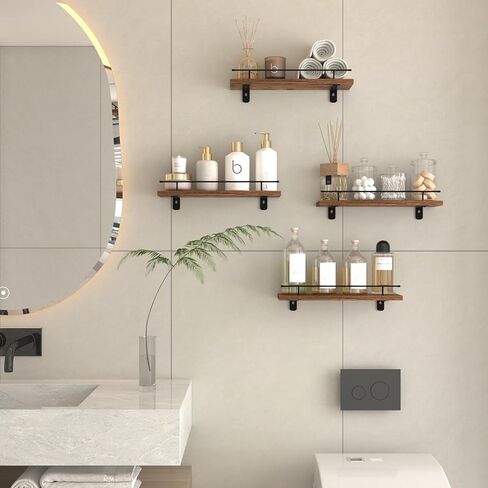 كروجلا ارفف حائط عائمة للتخزين، مجموعة من 4 قطع، رف معلق على الحائط للحمام والمطبخ وغرفة النوم وغرفة المعيشة in Kuwait