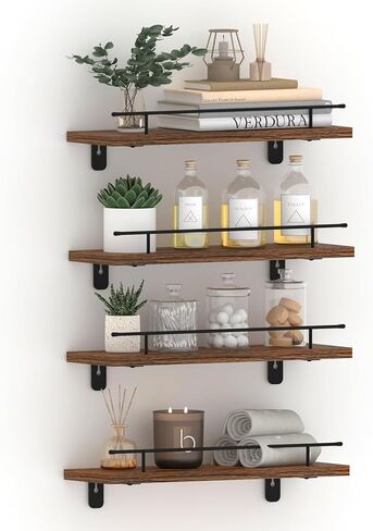 كروجلا ارفف حائط عائمة للتخزين، مجموعة من 4 قطع، رف معلق على الحائط للحمام والمطبخ وغرفة النوم وغرفة المعيشة in Kuwait