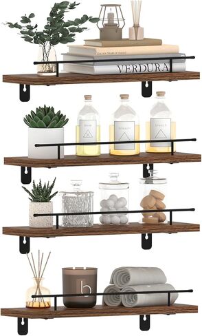 كروجلا ارفف حائط عائمة للتخزين، مجموعة من 4 قطع، رف معلق على الحائط للحمام والمطبخ وغرفة النوم وغرفة المعيشة in Kuwait