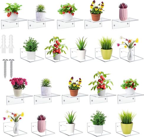 Juexica Small Acrylic Floating Shelves for Wall Adhesive Wall Mounted Shelves for Bathroom, Bedroom, Living Room, Office (White,20 Pcs) in Saudi Arabia
