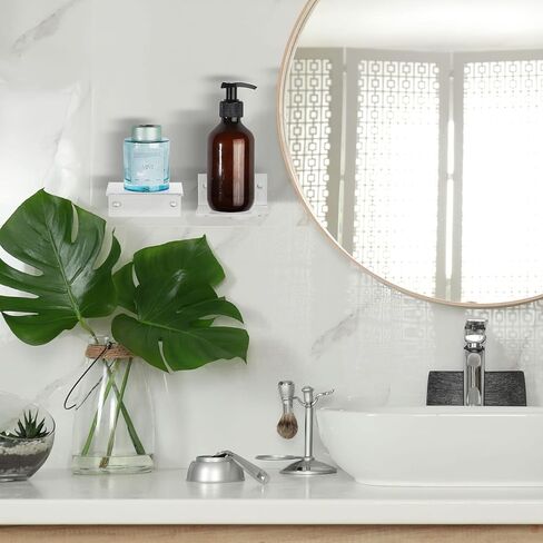 Juexica Small Acrylic Floating Shelves for Wall Adhesive Wall Mounted Shelves for Bathroom, Bedroom, Living Room, Office (White,20 Pcs) in Saudi Arabia
