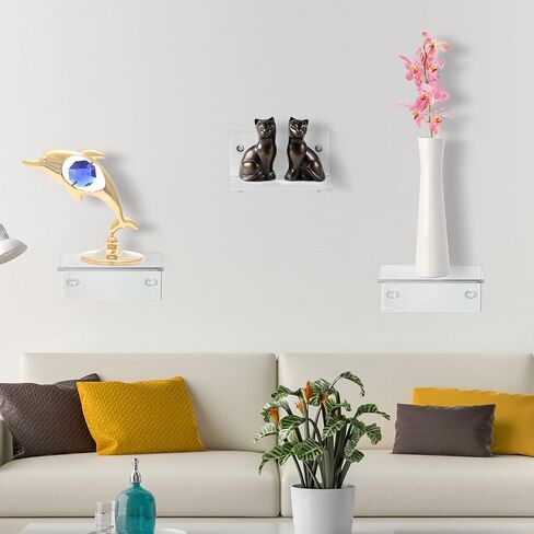 Juexica Small Acrylic Floating Shelves for Wall Adhesive Wall Mounted Shelves for Bathroom, Bedroom, Living Room, Office (White,20 Pcs) in Saudi Arabia