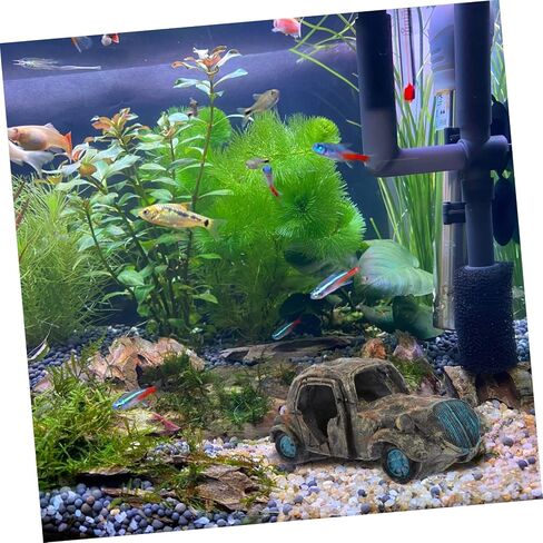 Mipcase Landscaping Hideaway Aquarium Landscape Tank Fish Shrimp Decoration Ornament Grey Hut Caves Decor Hideout Hide Ornaments Automobile Coral Resin Aquatic Betta Accessories Cave in Saudi Arabia