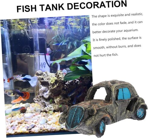 Mipcase Landscaping Hideaway Aquarium Landscape Tank Fish Shrimp Decoration Ornament Grey Hut Caves Decor Hideout Hide Ornaments Automobile Coral Resin Aquatic Betta Accessories Cave in Saudi Arabia