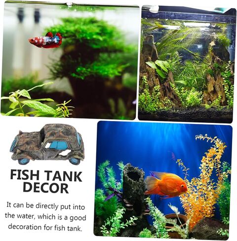 Mipcase Landscaping Hideaway Aquarium Landscape Tank Fish Shrimp Decoration Ornament Grey Hut Caves Decor Hideout Hide Ornaments Automobile Coral Resin Aquatic Betta Accessories Cave in Saudi Arabia