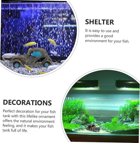 Mipcase Landscaping Hideaway Aquarium Landscape Tank Fish Shrimp Decoration Ornament Grey Hut Caves Decor Hideout Hide Ornaments Automobile Coral Resin Aquatic Betta Accessories Cave in Saudi Arabia