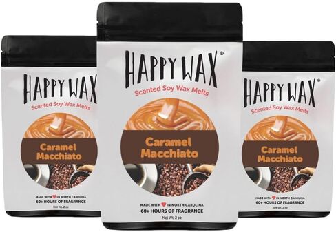 هابي واكس شمع الصويا كراميل ماكياتو يذوب الشمع المعطر المملوء بالزيوت العطرية، مثالي لاذابة الشمع او المكعب او سخان التورت، اجمالي 6 اونصة متعددة in Kuwait