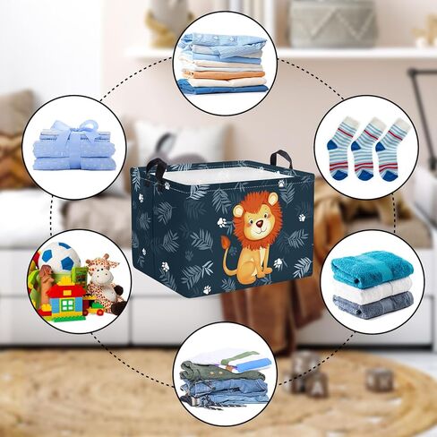 Clastyle 45L لطيف رمادي ابتسامة الراكون سلة الغسيل شجرة أوراق الغابة الحيوان الحضانة تعيق الملابس المستديرة اللعب سلال تخزين مع الرباط in Kuwait