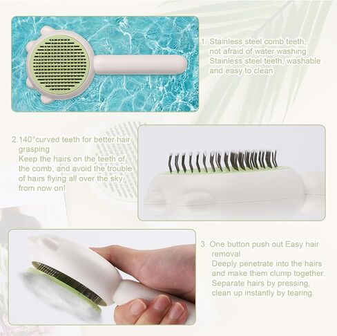 Magic Pet Comb, Pet Hair Cleaner Brush Self Cleaning Cat Brush Cat Shedding Brush Cat Massage Grooming Brush for Long Haired Cats Dogs Pet (green) in Saudi Arabia
