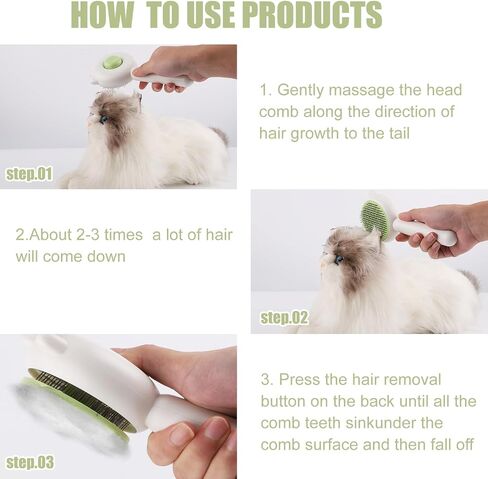 Magic Pet Comb, Pet Hair Cleaner Brush Self Cleaning Cat Brush Cat Shedding Brush Cat Massage Grooming Brush for Long Haired Cats Dogs Pet (green) in Saudi Arabia