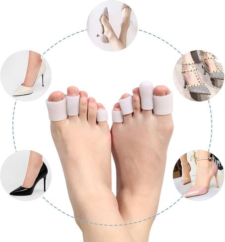 18 Pieces Gel Toe Protector 3 Different Size Gel Toe Sleeves for Cushion Corns, Blisters, Calluses, Toes and Fingers, Prevents Rubbing, Pressure (Small Size Gel Toe Tube, 18 Pieces) in Saudi Arabia