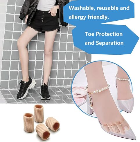 30PCS Toe Tubes Sleeves Protectors Toe Spacers Toe Separators Toe Cushion Soft Gel Lining Corn Pad Toes Separators for Bunions, Corns, Blisters, Calluses, Hammer Toe in Saudi Arabia