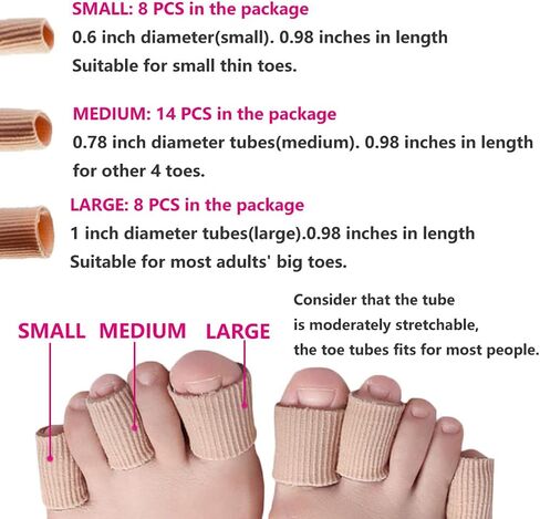 30PCS Toe Tubes Sleeves Protectors Toe Spacers Toe Separators Toe Cushion Soft Gel Lining Corn Pad Toes Separators for Bunions, Corns, Blisters, Calluses, Hammer Toe in Saudi Arabia