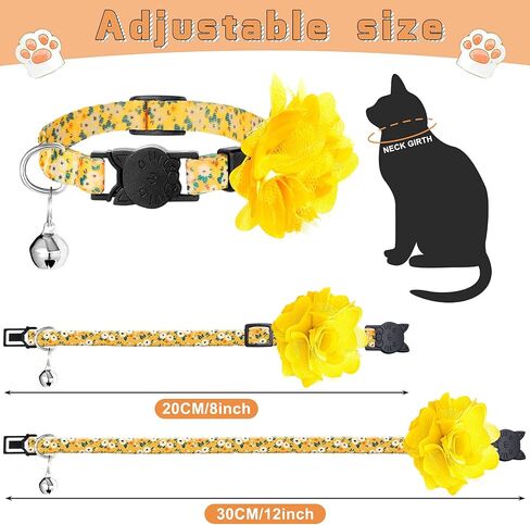 Weewooday 4 Pcs Spring Cat Collar for Cats Cat Collars Flower with Bell and Removable Floral Flower Patterns Adjustable Collar for Pets Holiday Party and Daily Decoration(Small) in Saudi Arabia