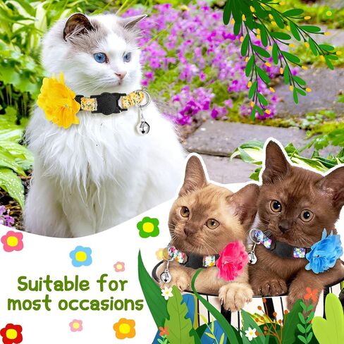 Weewooday 4 Pcs Spring Cat Collar for Cats Cat Collars Flower with Bell and Removable Floral Flower Patterns Adjustable Collar for Pets Holiday Party and Daily Decoration(Small) in Saudi Arabia