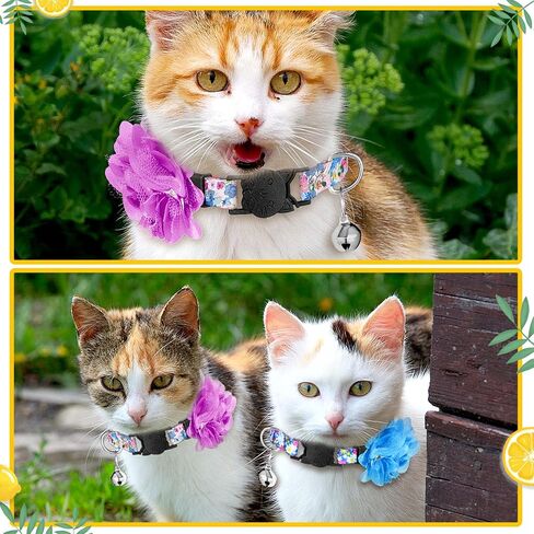 Weewooday 4 Pcs Spring Cat Collar for Cats Cat Collars Flower with Bell and Removable Floral Flower Patterns Adjustable Collar for Pets Holiday Party and Daily Decoration(Small) in Saudi Arabia