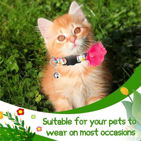 Weewooday 4 Pcs Spring Cat Collar for Cats Cat Collars Flower with Bell and Removable Floral Flower Patterns Adjustable Collar for Pets Holiday Party and Daily Decoration(Small) in Saudi Arabia