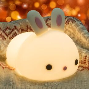 AULTRA Bunny Night Light for Kids, Color Changing Kids Night Light Bunny Lamp, Bunny Room Decor for Girls Cute Night Light, Silicone Nursery Baby Night Light, Cute Gifts for Kids