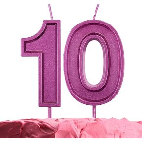 احصل على شمعة عيد ميلاد رقم 10 - شمعة أرجوانية رقم 10 على العصي - شموع أرقام لحفلات أعياد الميلاد وحفلات الزفاف - شمعة عيد الميلاد العاشر لتزيين الكيك - شمعة أرجوانية رقم 10 in Kuwait
