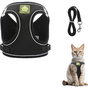 Soft Small Dog Harness and Leash Set Step in Air Mesh Puppy Harness Leash Reflective Adjustable Puppy Vest for Small Dogs Cats. (Black, M) in Kuwait