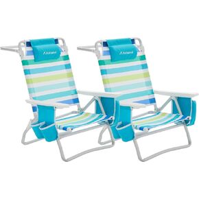Beach Chair, Beach Chairs for Adults,Outdoor Folding Beach Chairs for Adults, Supports up to 350lbs with 5 Positions, Towel bar, Cooler Pouch, Storage Pouch. in Saudi Arabia