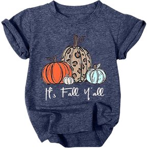It's Fall Y'all Shirts Toddler Boys Girls Halloween Thanksgiving Pumpkin T-Shirt Cute Graphic Fall Tees Tops in Kuwait