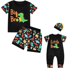 InBakjade طفل كبير ليتل إخوانه تحت عنوان مطابقة الزي الطفل ليتل إخوانه رومبير مع قبعة طفل كبير إخوانه الديناصورات الملابس in Kuwait