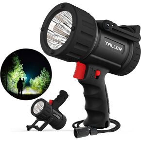 Taller Upgraded Rechargeable Spotlight Outdoor, Super Bright 10000mAh Hand Held Work Lights Flashlight Warning Lamp, IPX7 Waterproof Lightweight LED Spotlight for Boat Camping, Hunting - Black in Saudi Arabia