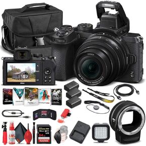 كاميرا Nikon Z 50 الرقمية بدون مرآة مع عدسة مقاس 16-50 مم (1633) + محول تركيب FTZ + 2 بطارية EN-EL25 + بطاقة سعة 64 جيجابايت + حقيبة + برنامج Corel + ضوء + مجموعة مرشح + المزيد (الطراز الدولي) (متجددة) in Saudi Arabia