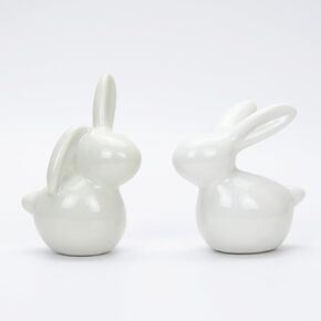 Ceramic White Rabbits Easter Bunny Decorations Porcelain Bunny Rabbit for Easter Decoration Ceramic Bunny Figurine Statues for Home Decor Bunny Decor Rabbit Decor Spring Decoration Gifts