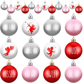12 Pieces Valentine's Day Tree Ornaments Valentine Ornament Hanging Ball Ornaments for Tree Valentine's Day Decoration Valentine Decorative Supplies for Party in Saudi Arabia