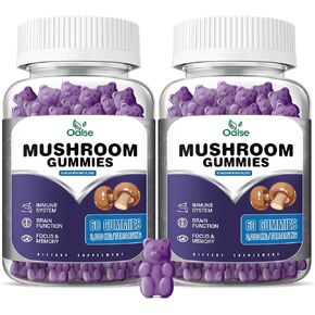 OALSE Mushroom Gummies Lions Mane Supplement - 3000mg Mushroom Extracts of Lions Mane, Reishi, Cordyceps, Shiitake & More - Promotes Focus, Memory, Mood and Energy 120Count（Pack of 2） in Saudi Arabia