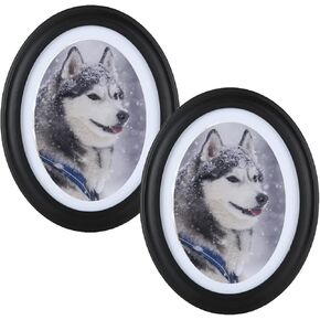 2 Pack Oval Picture Frame 5x7 Black Oval Photo Frames, 5 by 7 Oval Wall Picture Frame Photo Frame for Home Decor, Photo Gallery