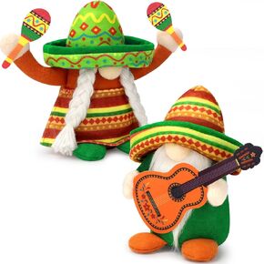 hatisan Fiesta Gnomes Cinco de Mayo Tomte for Mexican Taco Tuesday, Gnomes Plush Mexican Decor for Home Party Kitchen Tiered Tray