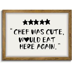 Chef Was Cute Would Eat Here Again - Trendy Kitchen Art, Funny Quotes Wall Art, Guest Check Print, Quirky Home Decor, Framed Kitchen Wall Decor in Kuwait