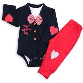 GRNSHTS طفل الفتيان بلدي أول عيد الحب الزي الرضع الصبي ربطة القوس فيونكة ارتداءها رومبير + القلب السراويل الملابس 3 قطعة مجموعات in Kuwait