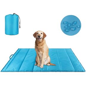 YUEPET سرير كلب خارجي مقاوم للماء مقاس 57 بوصة × 39 بوصة، سرير كلب محمول للتخييم، سهل التنظيف، بساط للكلاب أثناء السفر في الهواء الطلق للكلاب الكبيرة والمتوسطة الحجم مع حقيبة تخزين (سماوي) in Kuwait