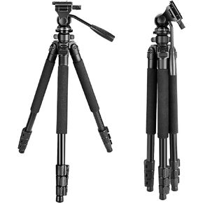 حوامل ثلاثية للكاميرا، حامل ثلاثي القوائم محمول للسفر بحجم كامل 23.4-64.5 بوصة - متوافق مع كاميرات SLR، والهواتف المحمولة، والمناظير، ونطاقات الإكتشاف، والمناظير الأحادية in Kuwait