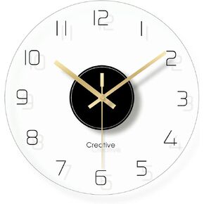 DooGu Round Tempered Glass Wall Clock,Silent Non-Ticking Clock, Living Room Bedroom Office Transparent Decorative Clock, 12 Inch, Easy to Read (12Inch, Black) in Saudi Arabia